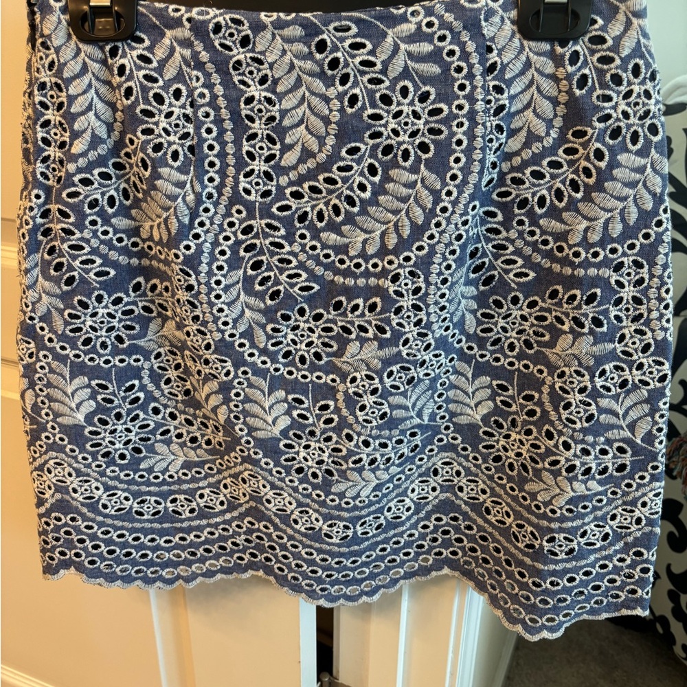 Elegant Blue and White Lace Skirt